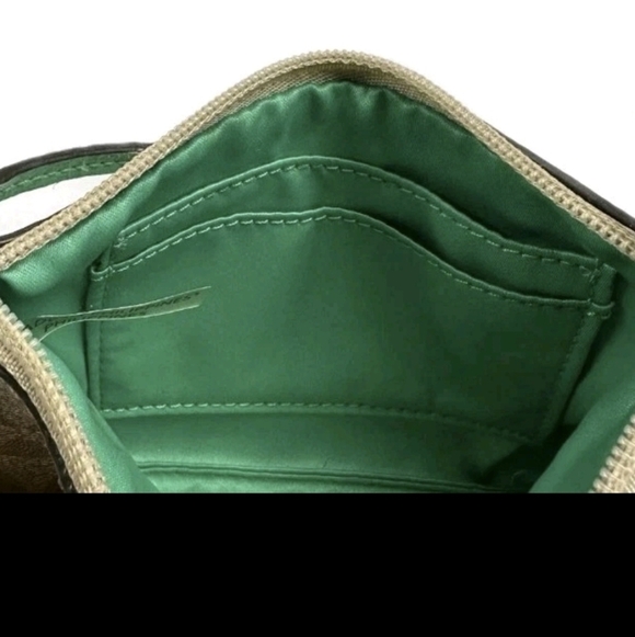 Vintage Coach Peyton Wristlet Wallet Small Beige Green Leather Logo w/ Tag - Picture 5 of 5